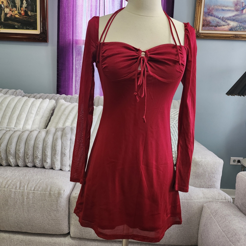 Princess Polly Burgundy Long Sleeve Dress